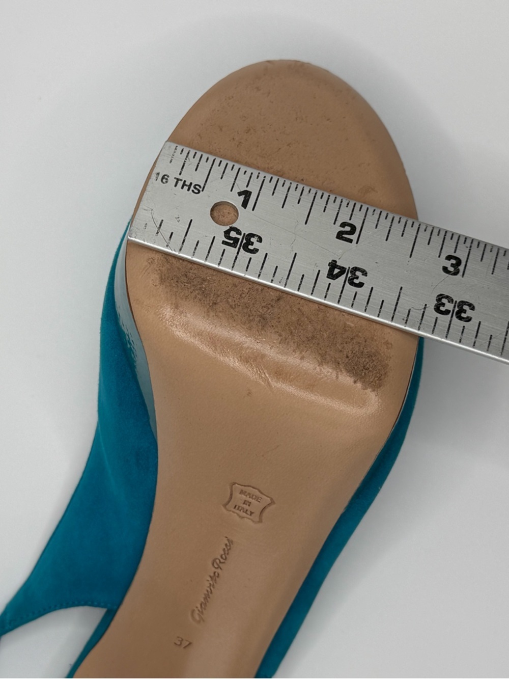 Gianvito Rossi | Teal Suede Platform Slingback | 37 - Picture 11 of 13